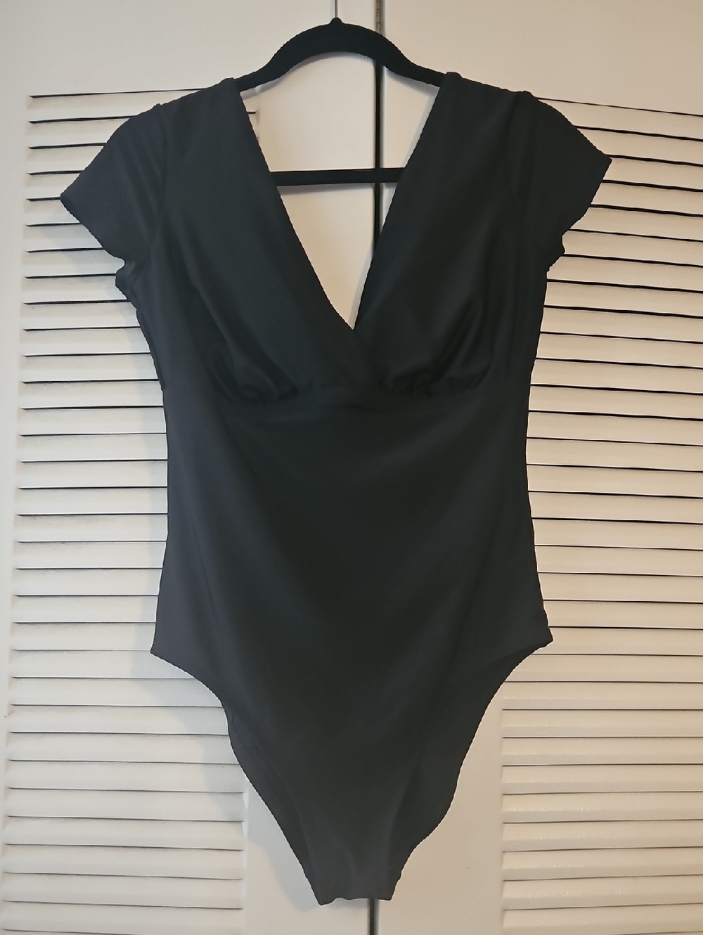 Time and Tru Black V-Neck One-Piece Swimsuit